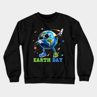 Earth Day 2024 Funny Earth Day Kids Toddler Girls Boys Dab Crewneck Sweatshirt